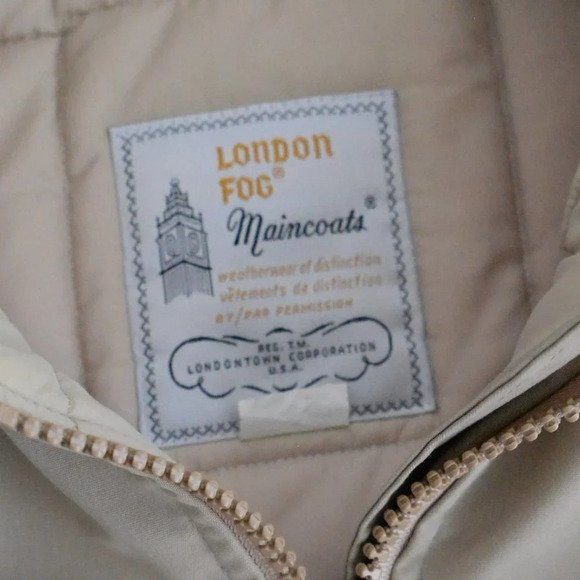 Vintage London Fog  Maincoats Tan Zip Up Puffer Winter Coat Size 42 - Picture 12 of 14